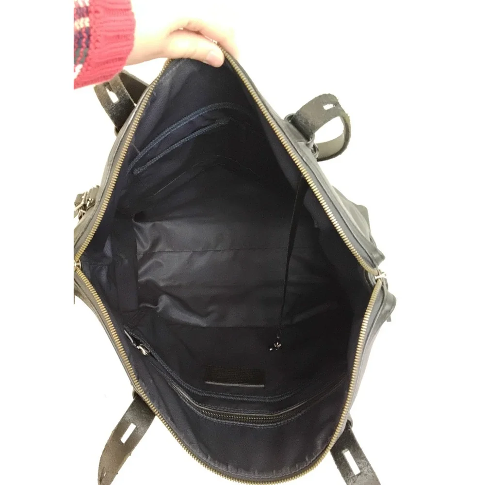 TUMI Leather Shoulder Bag Carry On Gray and Black Business Laptop Bag #J4521